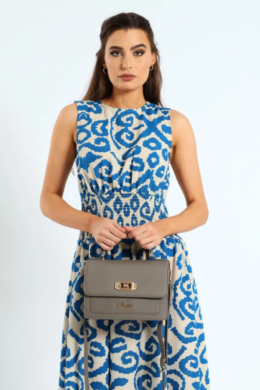 Gold Clasp Top Handle Satchel - Dark Grey sold by Edgars