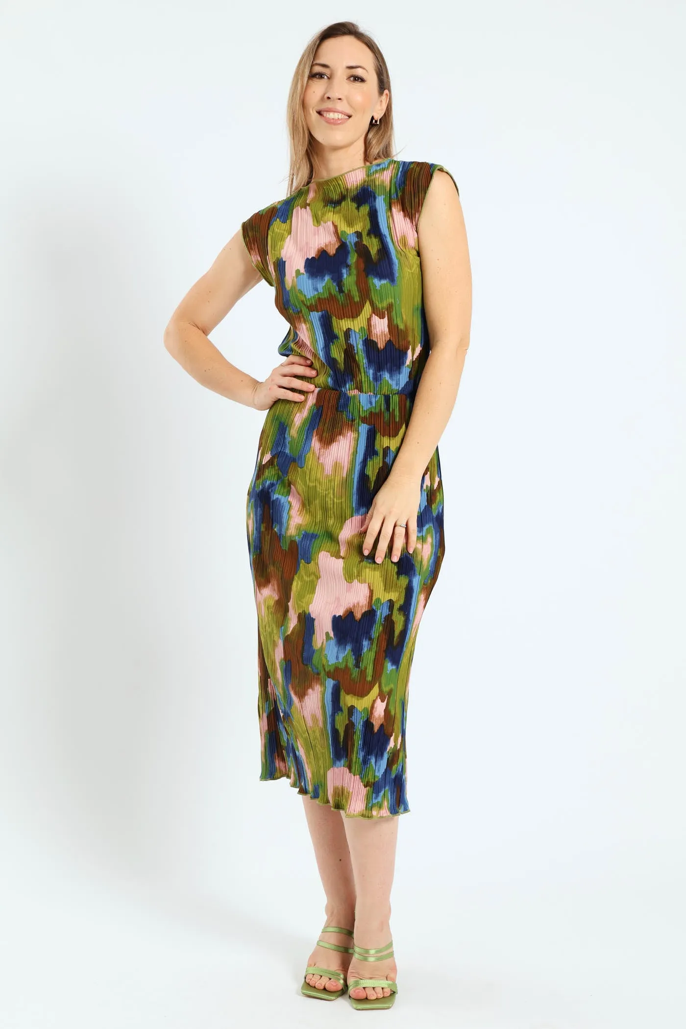 Cap Sleeve Plisse Lettuce Hem Tie-Dye Top sold by Edgars product image thumbnail 5