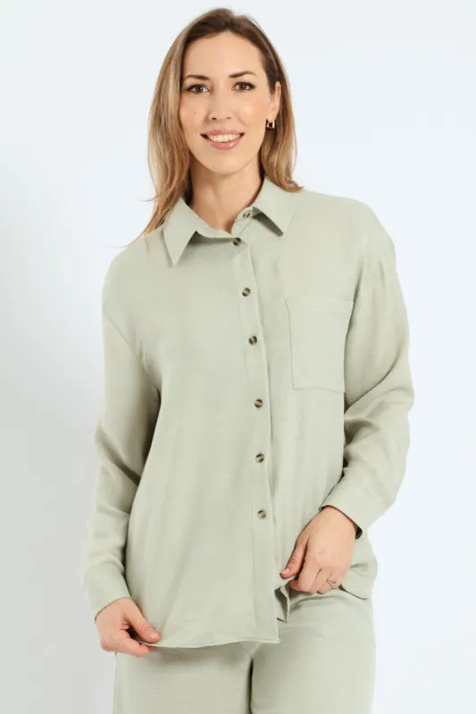 Long Sleeve Overshirt - Sage sold by Edgars 