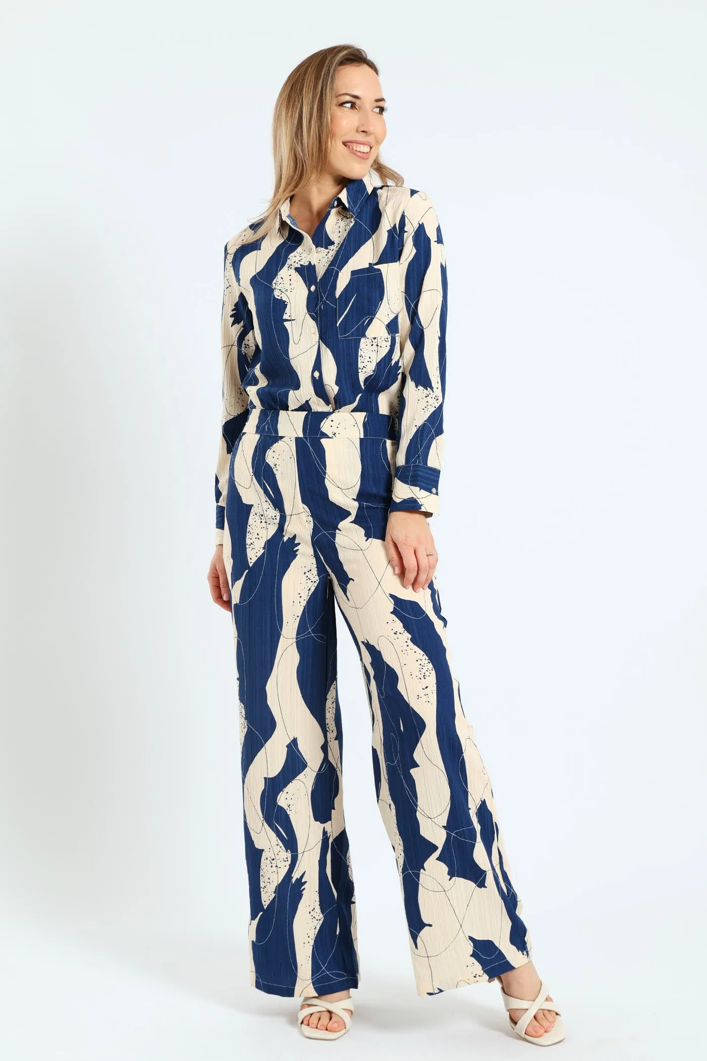 Textured Plisse Wideleg Pant - Blue sold by Edgars product image thumbnail 4