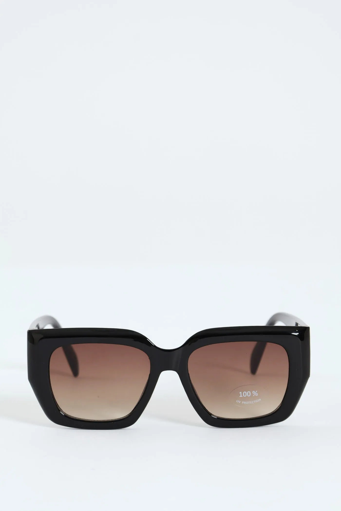 Gold Trim Temple Square Frame Lenses - Black sold by Edgars