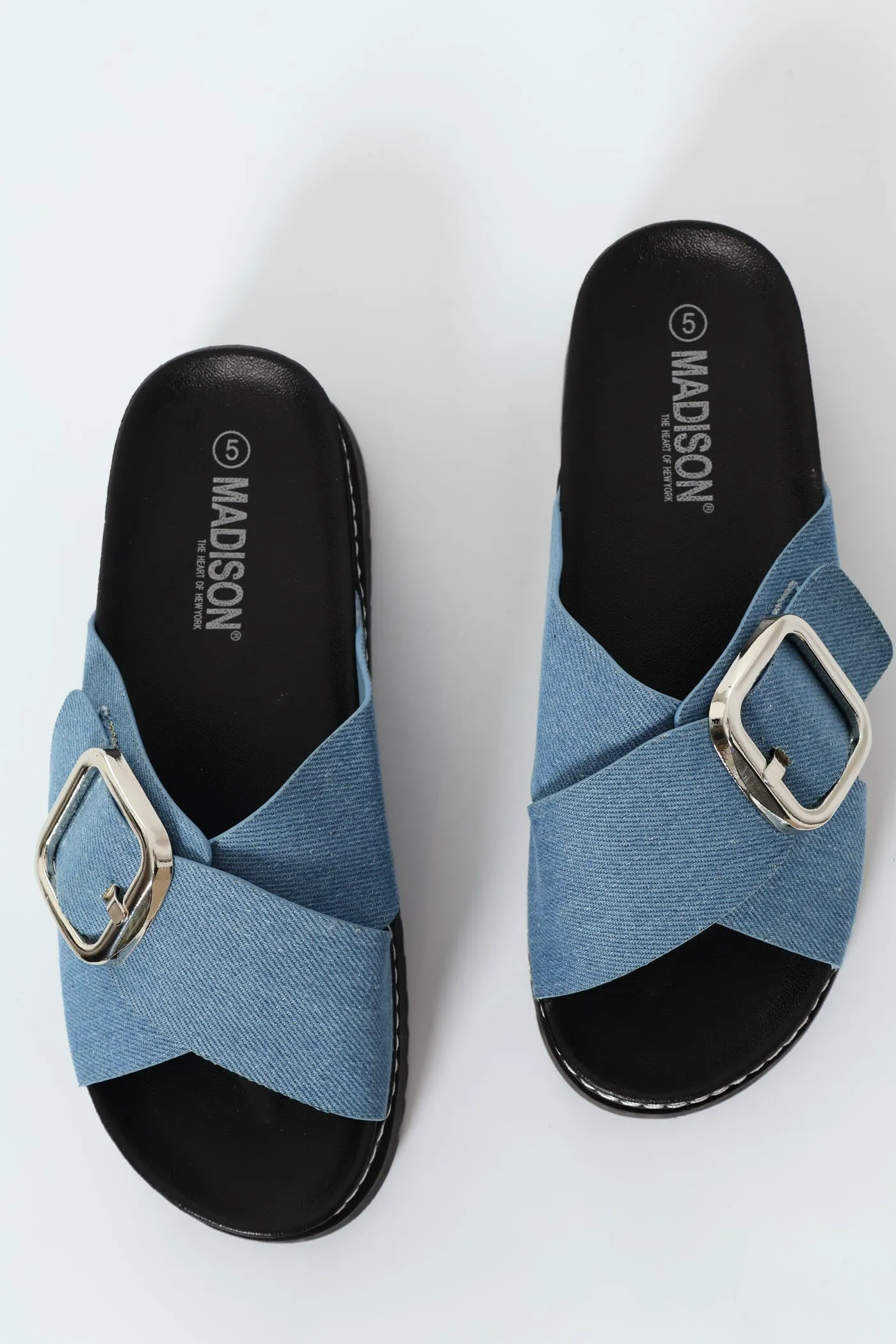 Janiel Cross Over Buckle Platform Sandal - Blue sold by Edgars