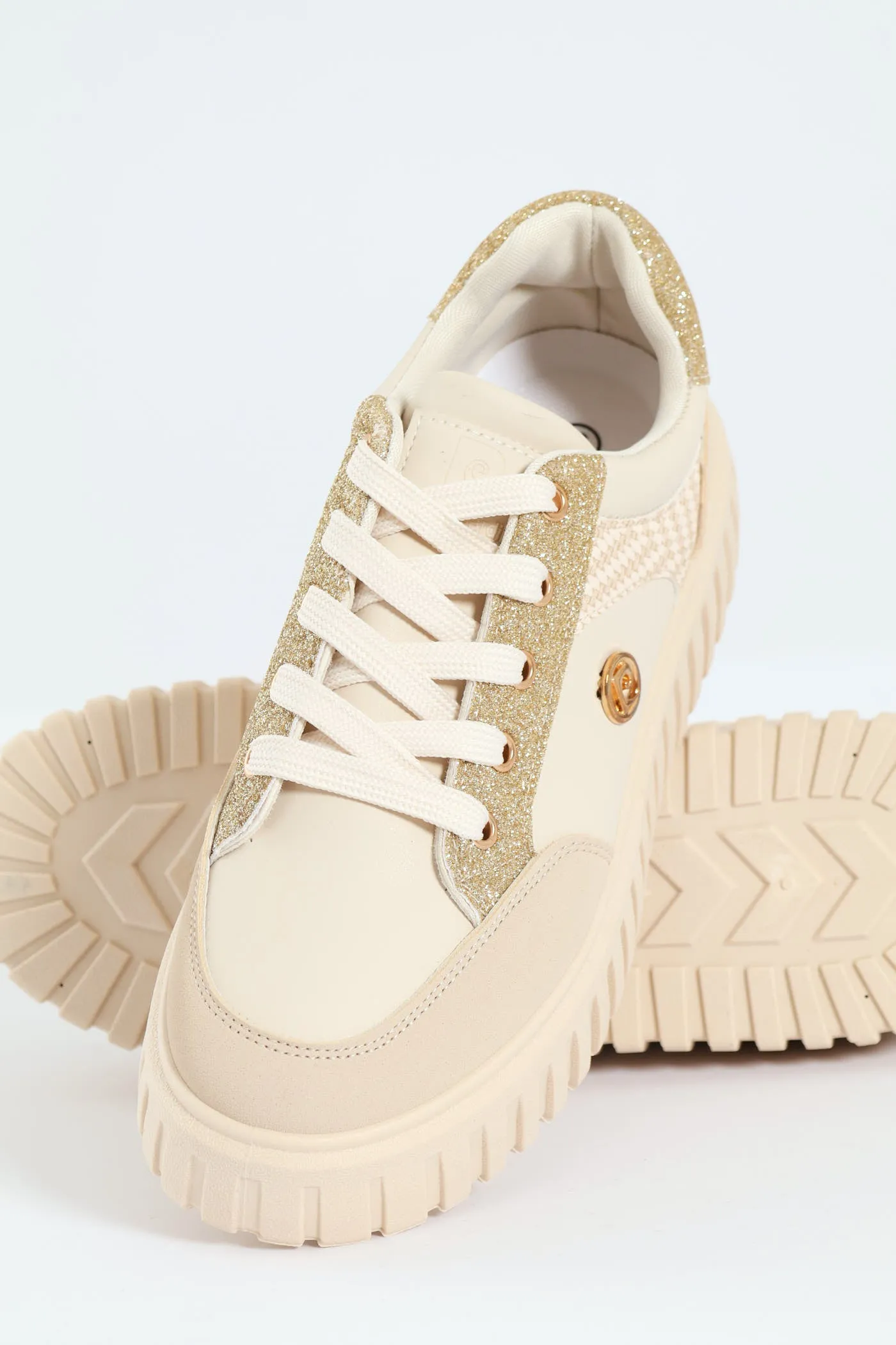 Bijoux 2 Embossed Chunky Lace Up Sneaker - Beige sold by Edgars product image thumbnail 2