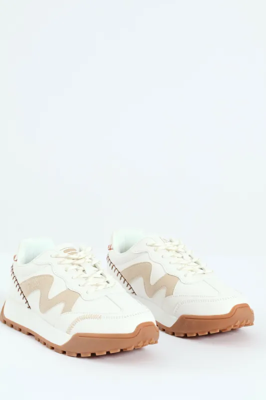 Alessandra Patchwork Sneaker - White/Beige sold by Edgars
