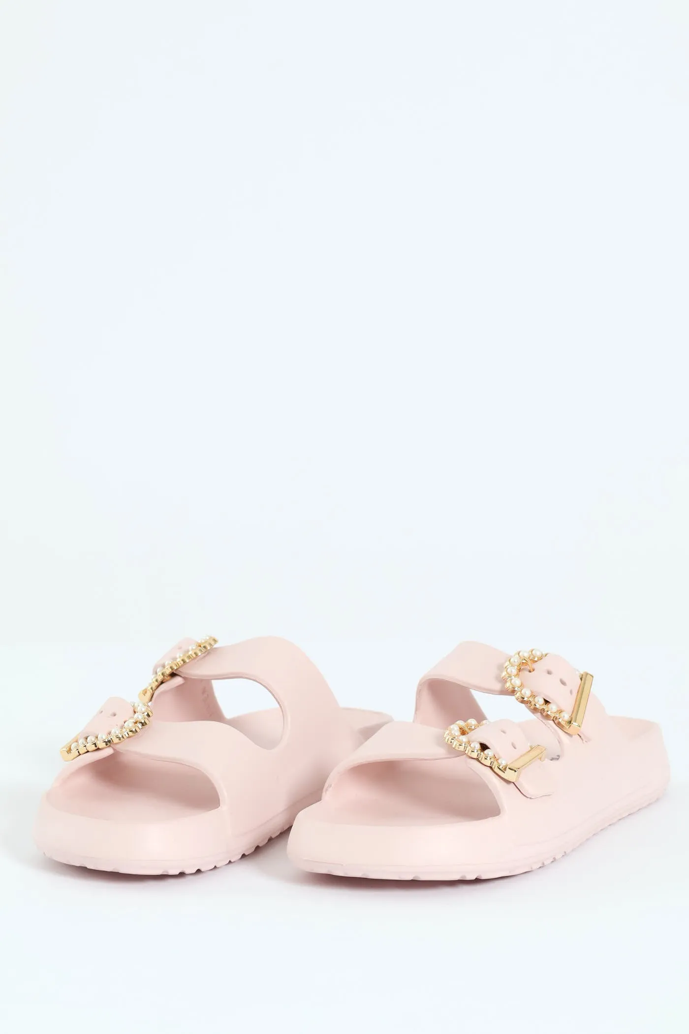 Eva Slide With Pearl Buckle - Blush sold by Edgars