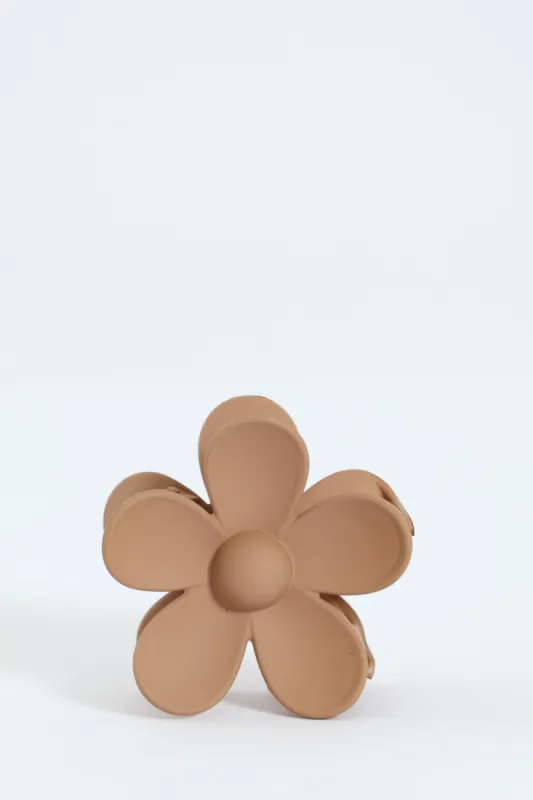 Flower Matte Hair Clip - Beige sold by Edgars