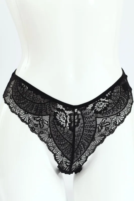 3 Pack Lace Brazilian Panty - Black/Sage/Rose sold by Edgars