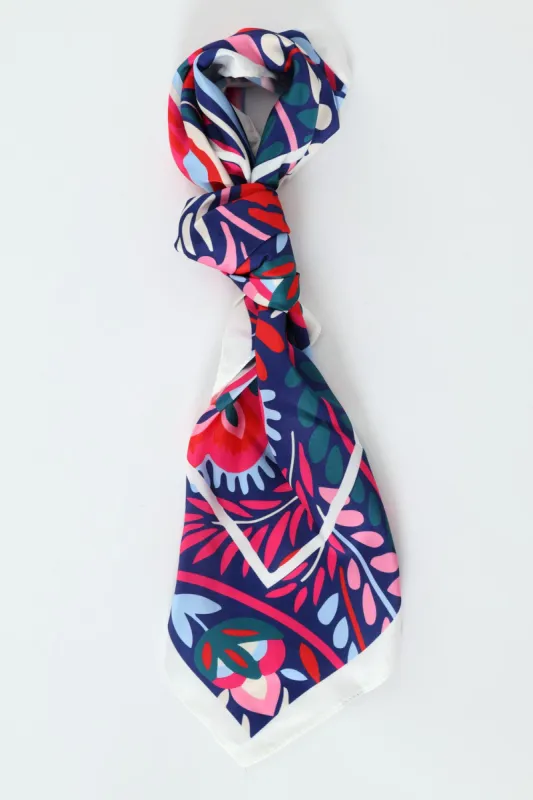 Paisley Border Print Satin Feel Scarf - Pink sold by Edgars