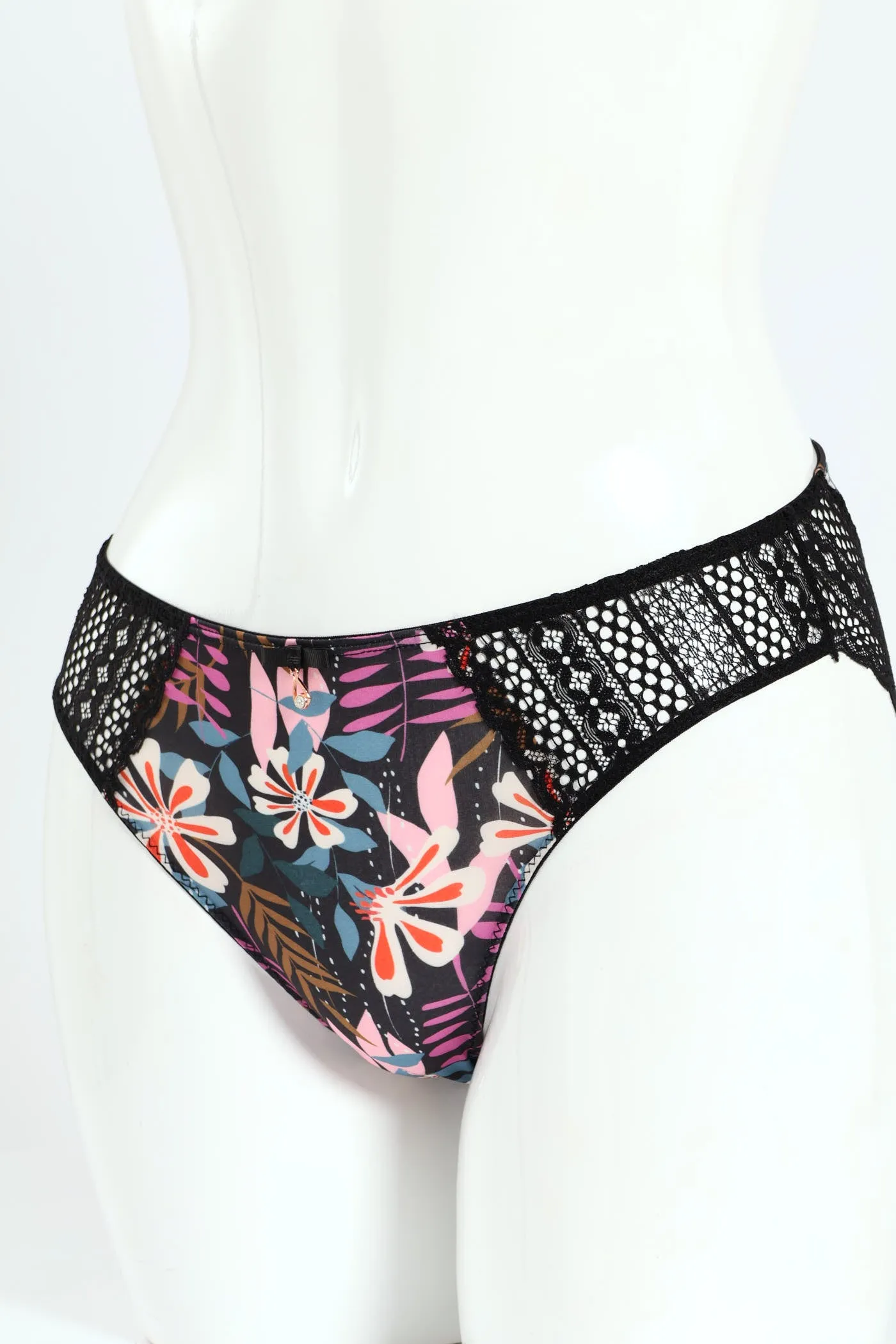 Floral Printed Microfibre & Lace Combo Bikini Panties - Black sold by Edgars product image thumbnail 3