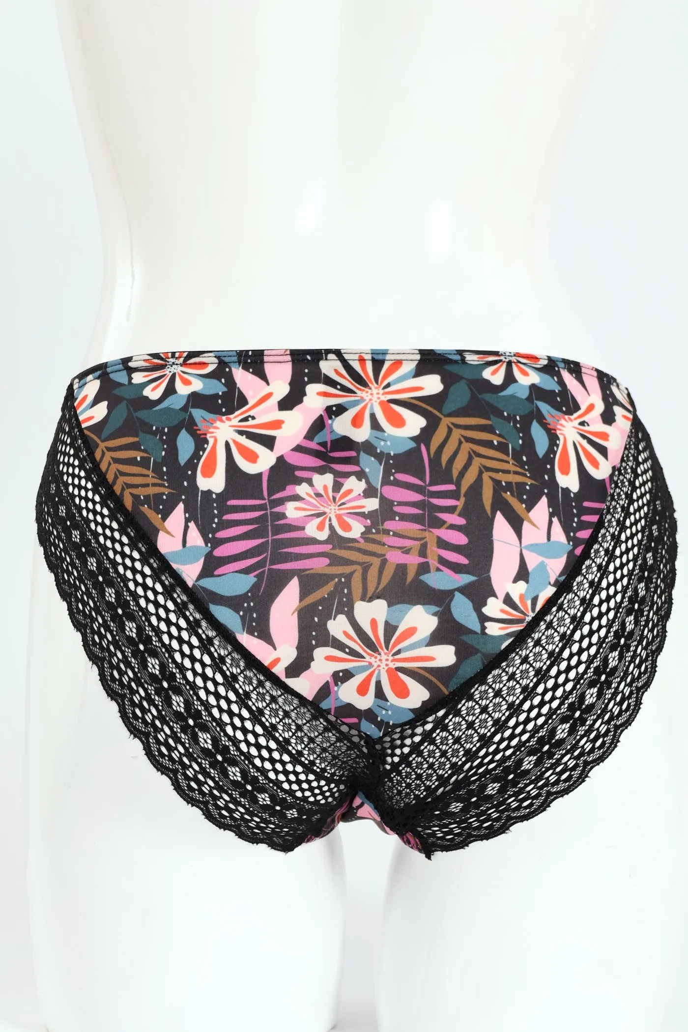 Floral Printed Microfibre & Lace Combo Bikini Panties - Black sold by Edgars product image thumbnail 2