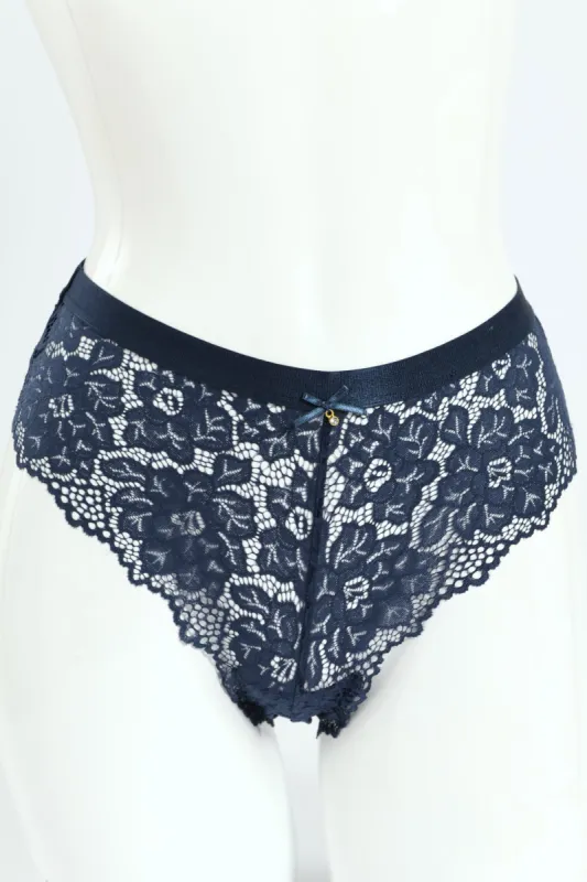Shimmer Waistband Full Lace Midi Panty - Blue sold by Edgars