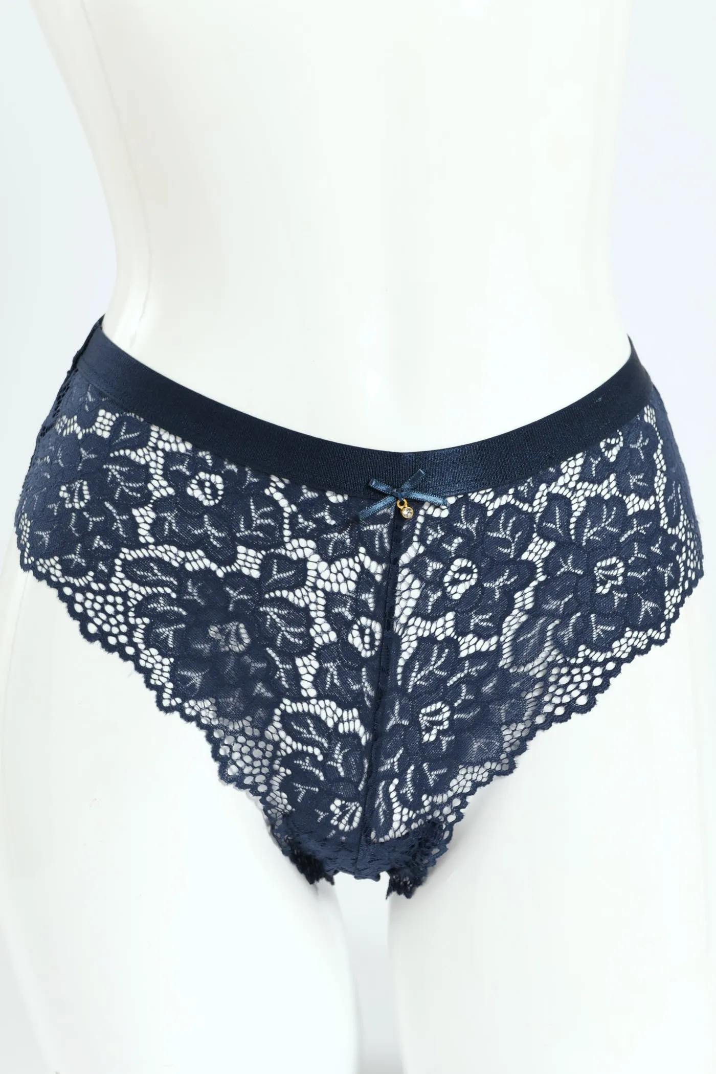 Shimmer Waistband Full Lace Midi Panty - Blue sold by Edgars
