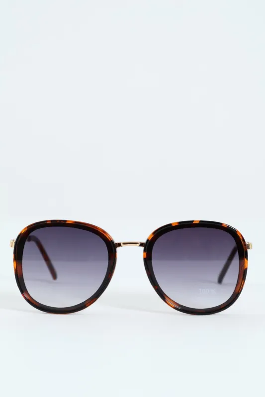 Round Smoke Gold Temple Sunglasses - Tortoise made by Edgars