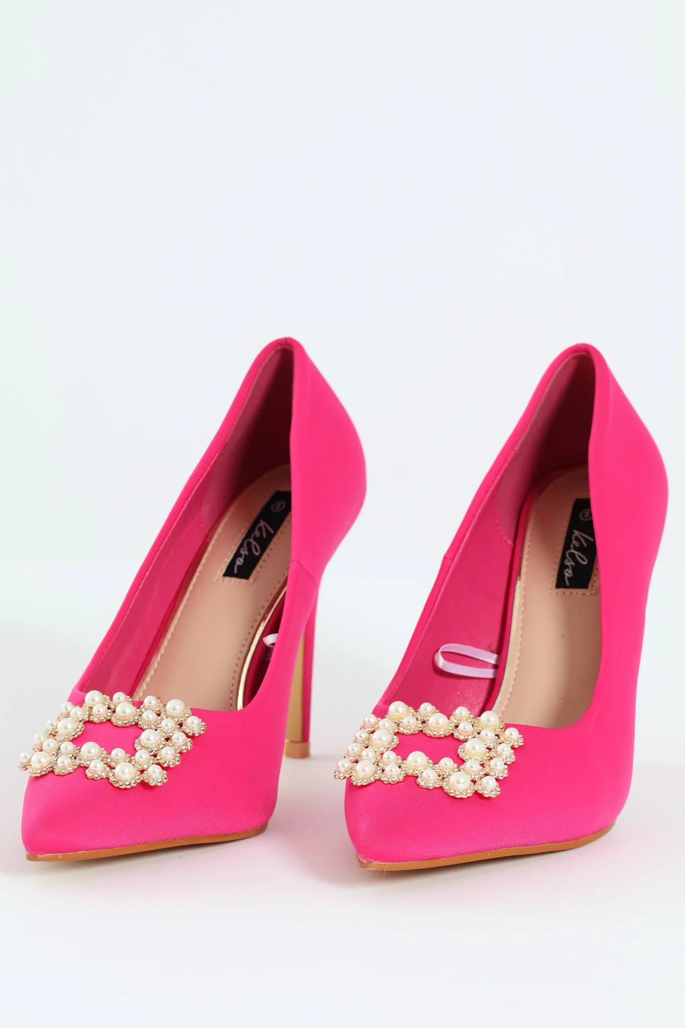 Pearl Broach Pointed Toe Heel - Cerise sold by Edgars