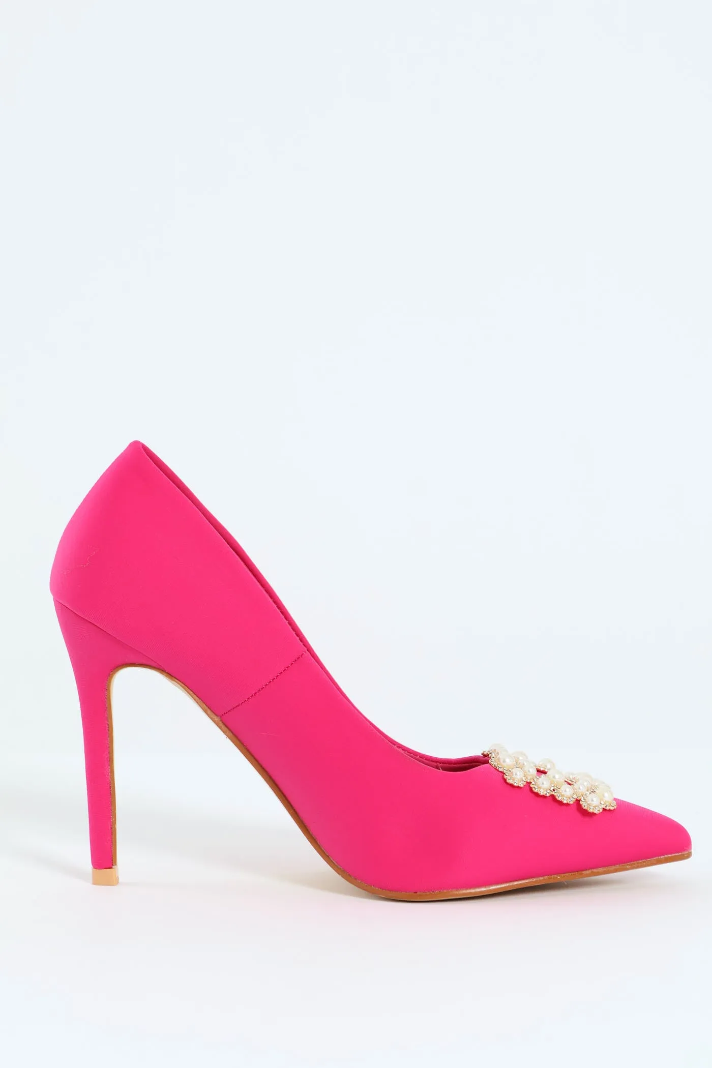 Pearl Broach Pointed Toe Heel - Cerise sold by Edgars product image thumbnail 4