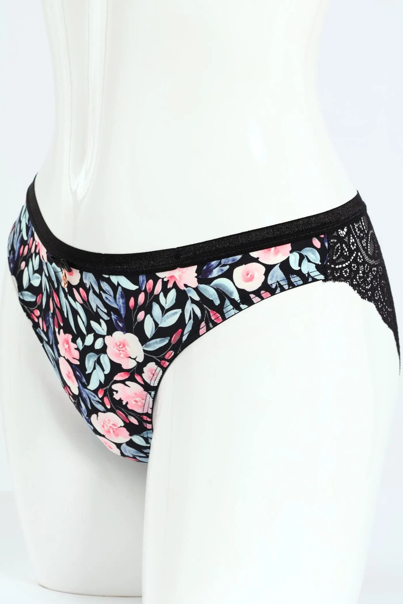 Floral Printed Microfibre & Lace Combo Brazilian Panties - Grey sold by Edgars product image thumbnail 3