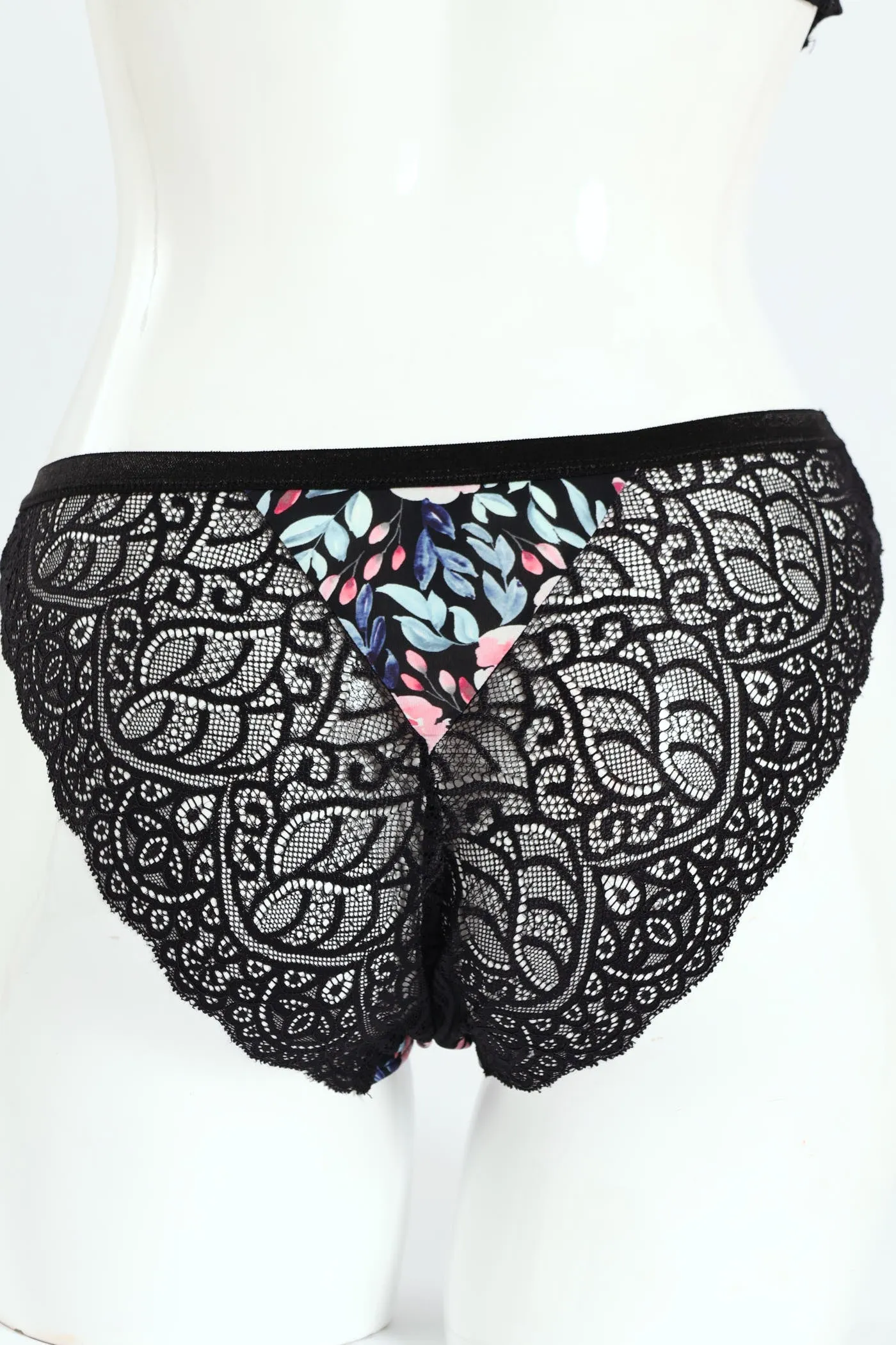 Floral Printed Microfibre & Lace Combo Brazilian Panties - Grey sold by Edgars product image thumbnail 2