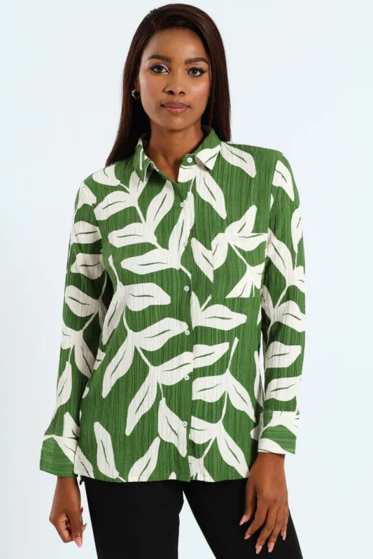 Textured Plisse Shirt - Green sold by Edgars
