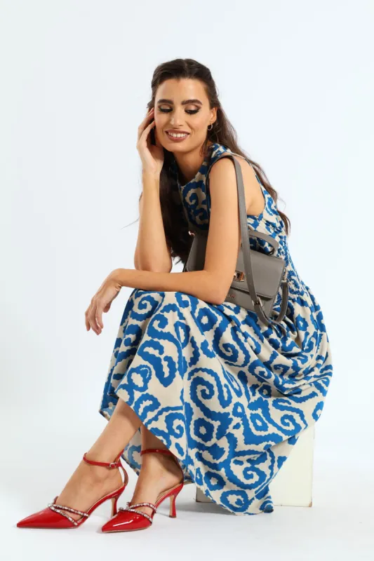 Diamante Embelllished Ankle Strap Kitten Heele Mule - Red sold by Edgars