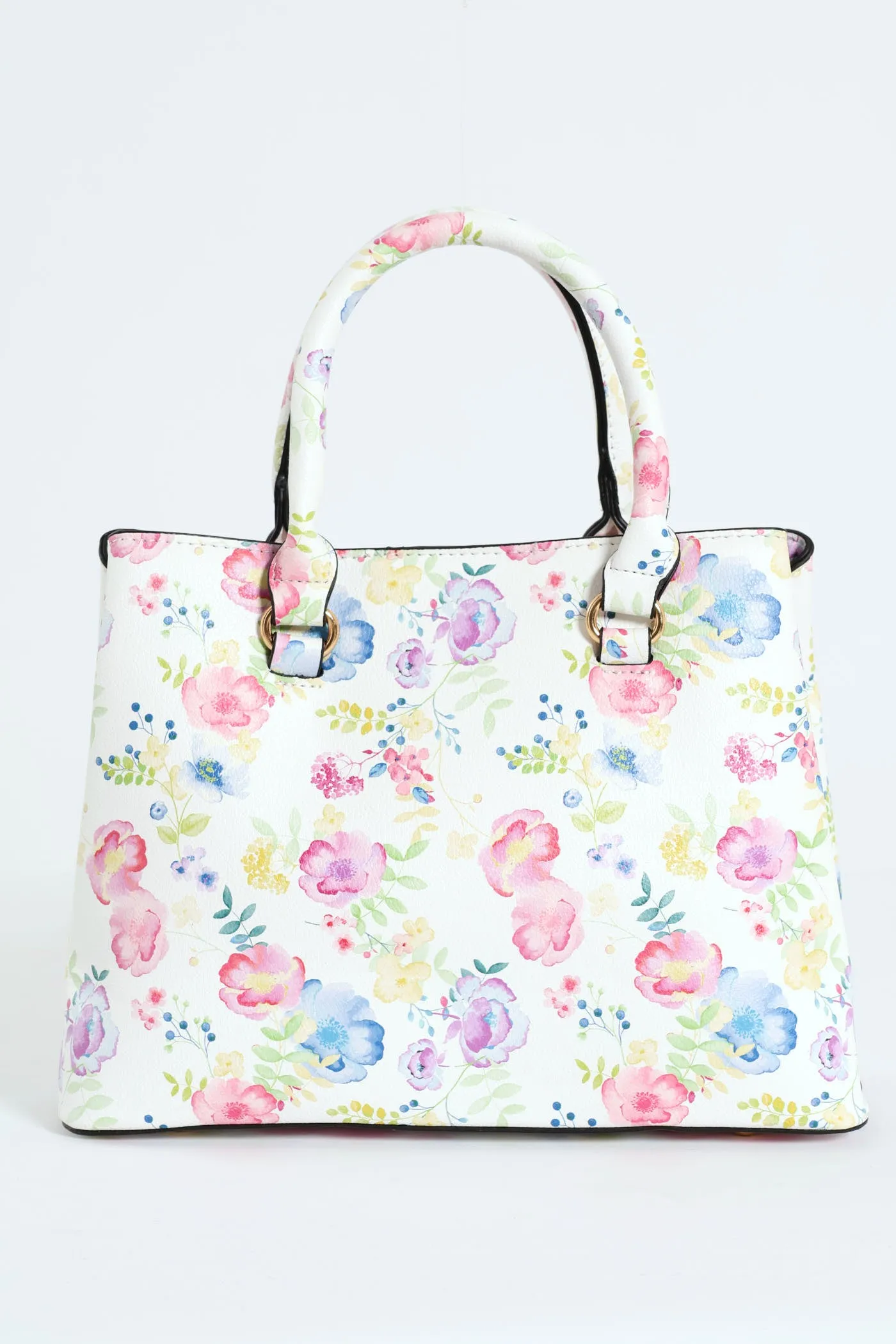 Floral Gold Trim Tote Bag - White sold by Edgars