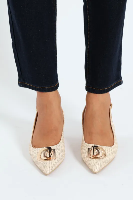 Raffia Slingback Mule Heel With Trim - Natural sold by Edgars 