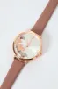 Round Flower Detail Watch With Pu Strap - Mauve sold by Edgars