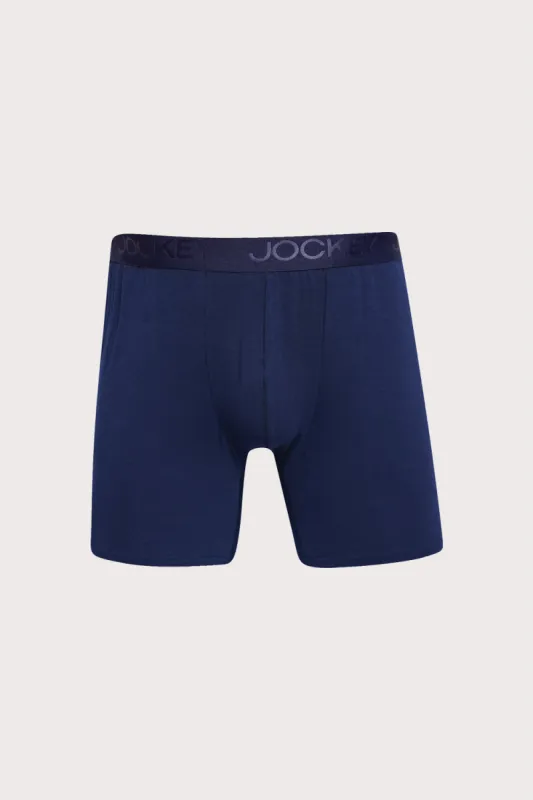 Single Classic Plain Cotton Stretch Long Leg Trunk - Navy sold by Edgars