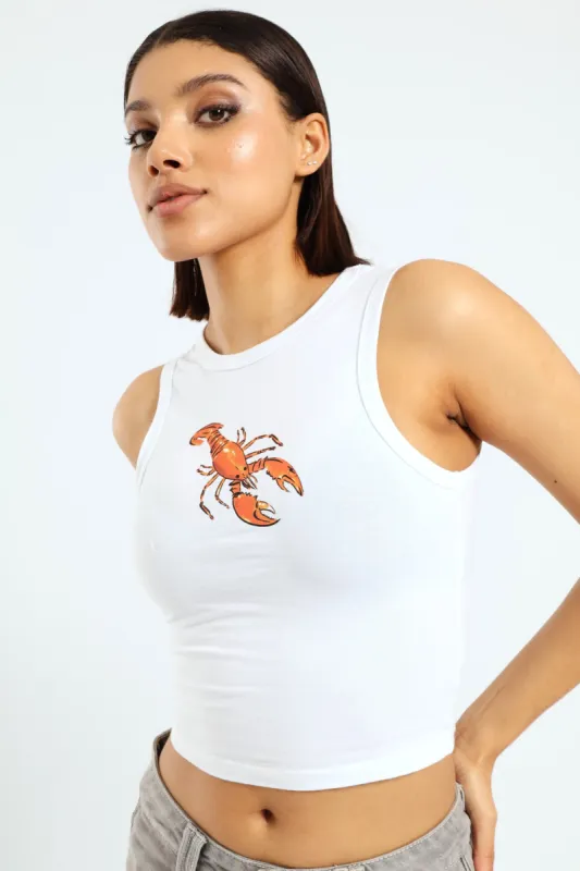 Lobster Racer Tank - White sold by Edgars
