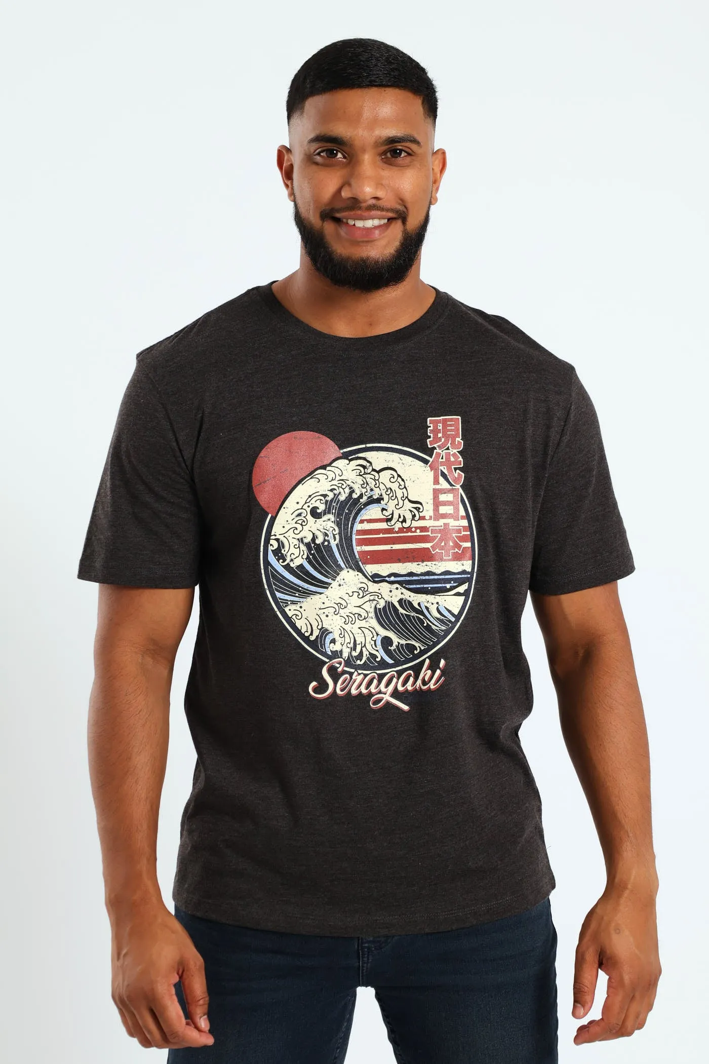 Pacific Wave Tee - Charcoal Melange sold by Edgars