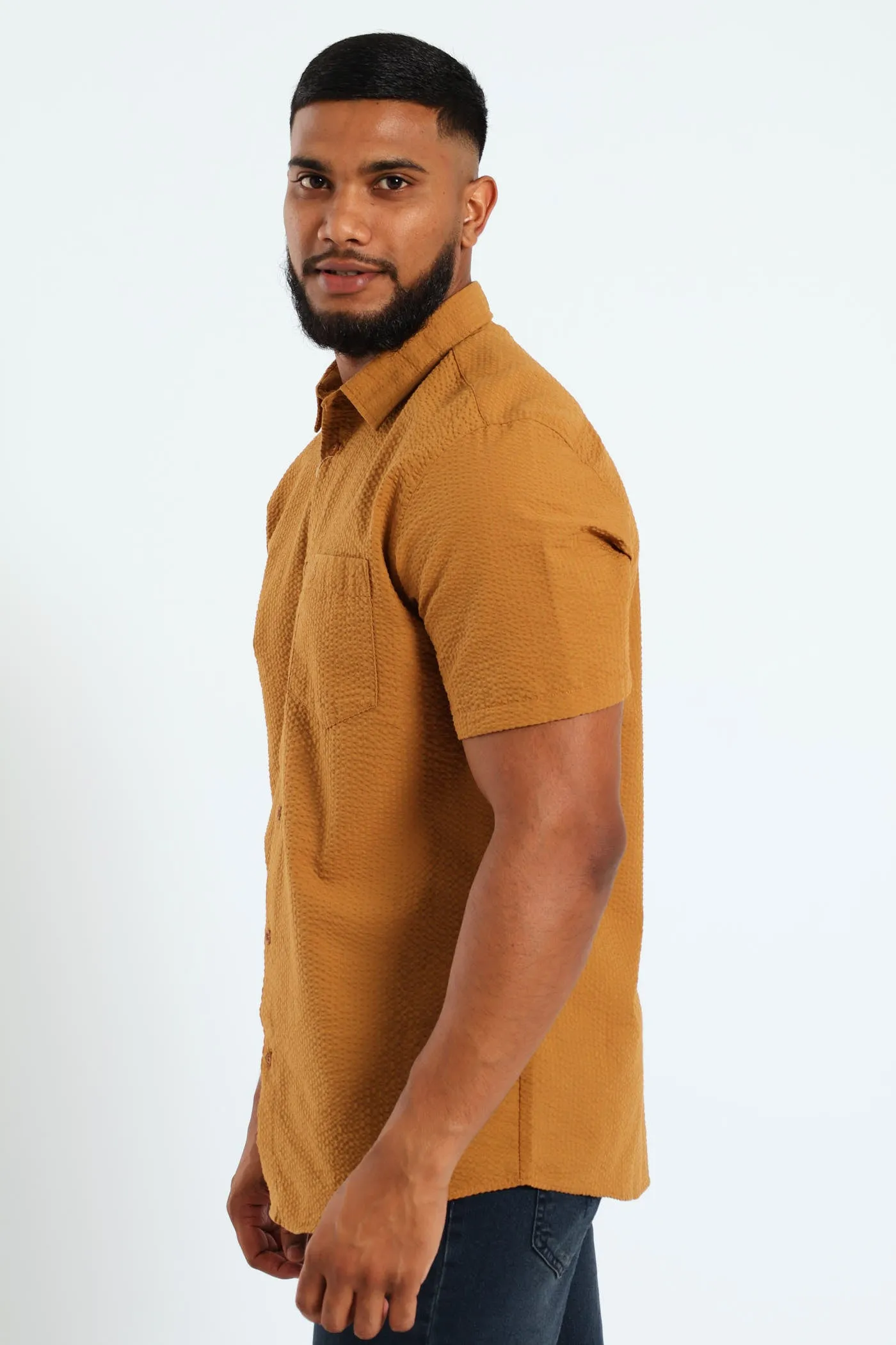 Short Sleeve Seersucker Shirt - Camel sold by Edgars product image thumbnail 2