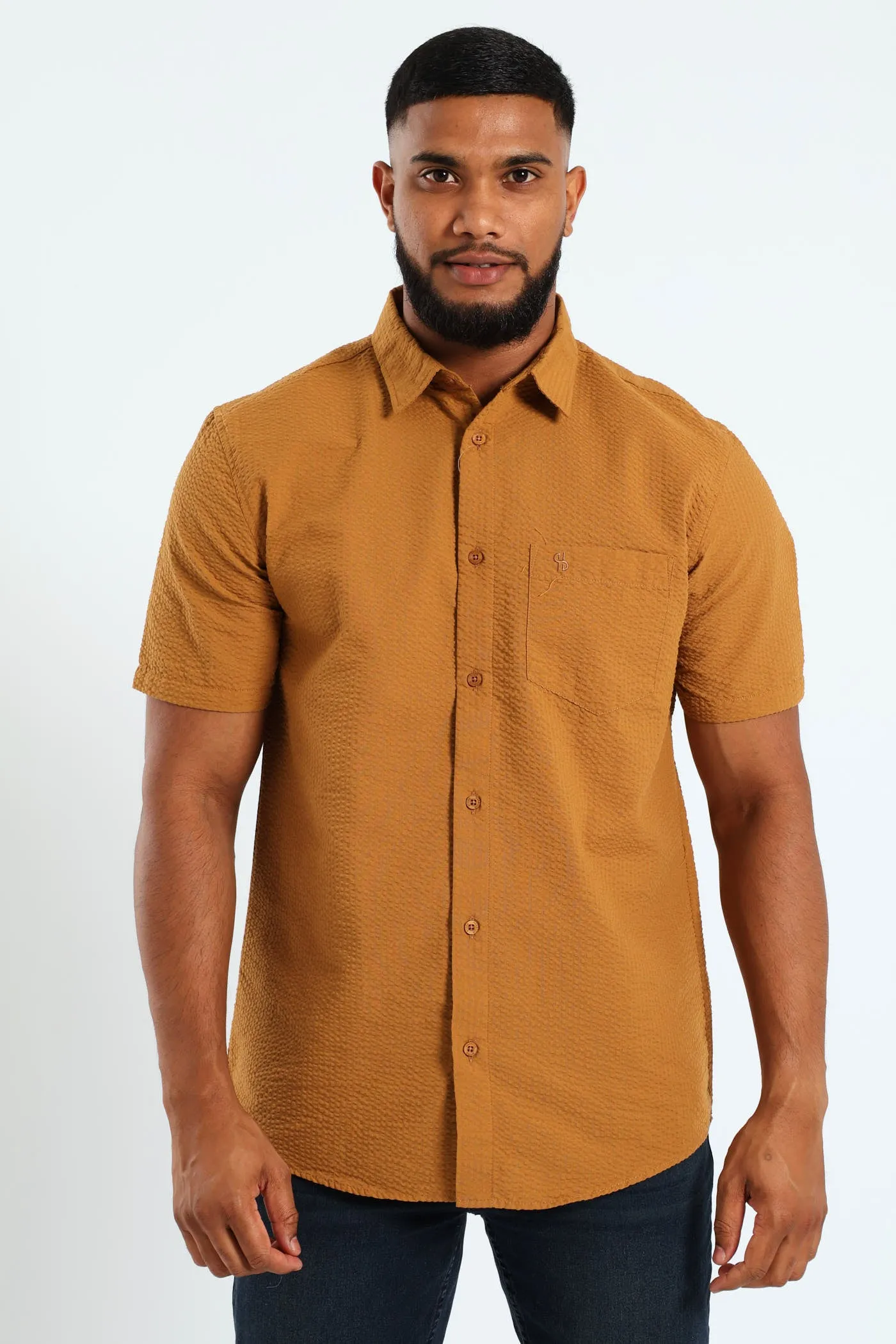 Short Sleeve Seersucker Shirt - Camel sold by Edgars