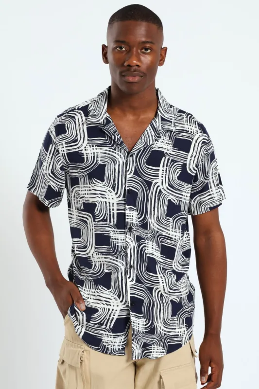 Paint Stroke Shirt - Navy sold by Edgars 