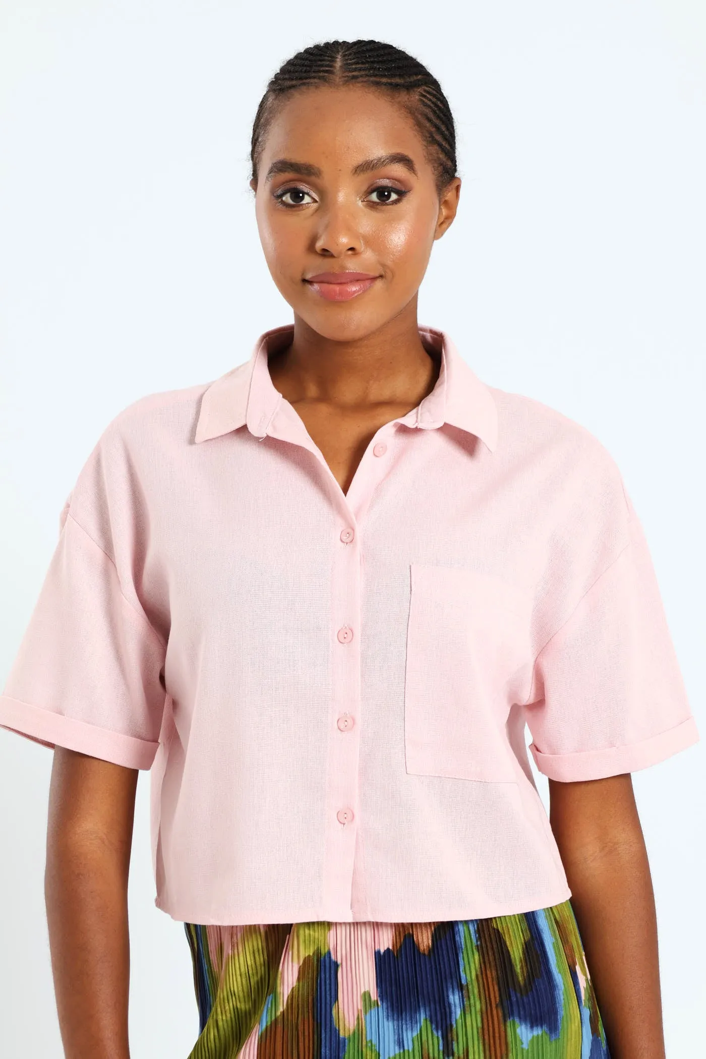 Pocket Boxy Linen Shirt - Light Pink sold by Edgars product image thumbnail 2