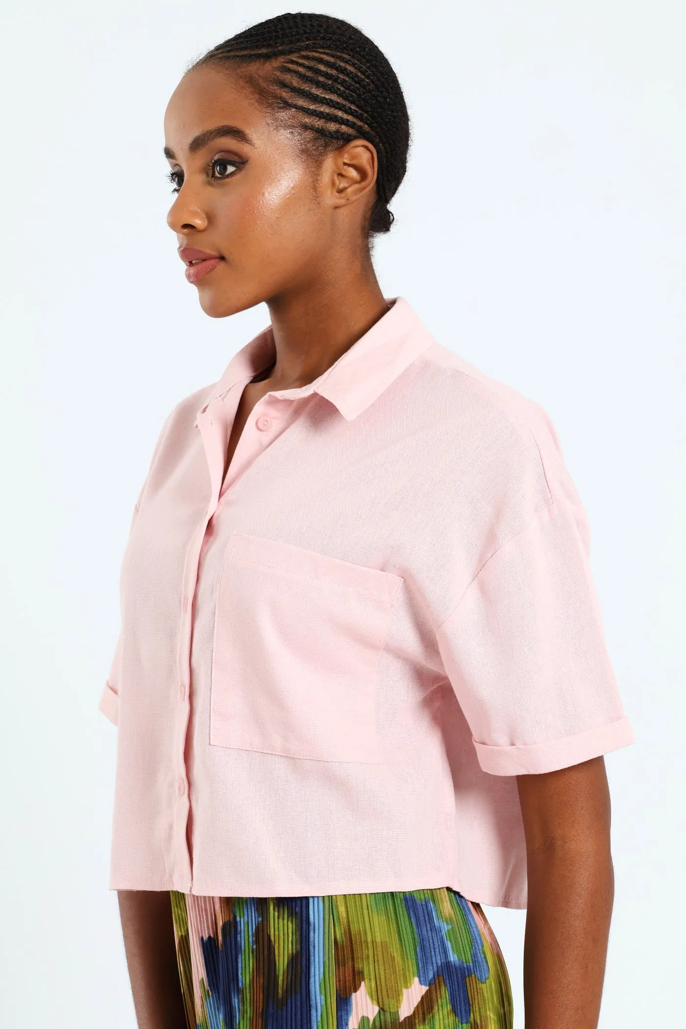 Pocket Boxy Linen Shirt - Light Pink sold by Edgars product image thumbnail 3