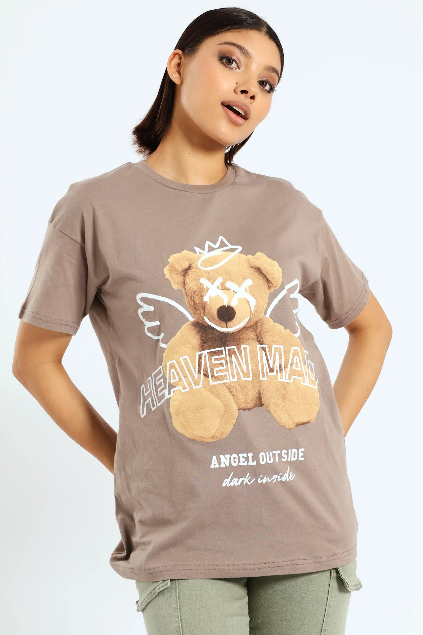 Teddy Oversized Tee - Taupe sold by Edgars