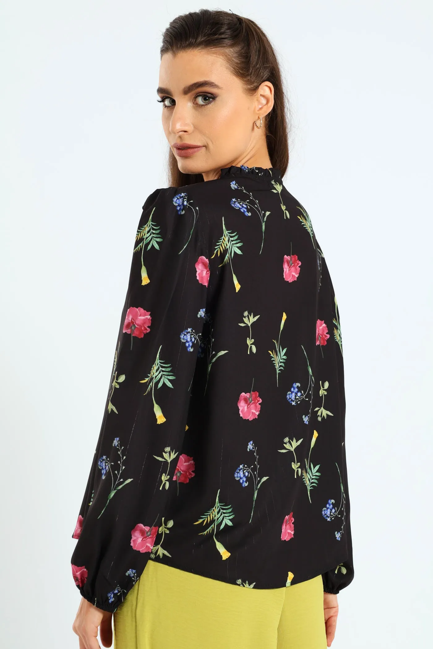 V-Neck Button Through Floral Shirt - Black sold by Edgars product image thumbnail 3