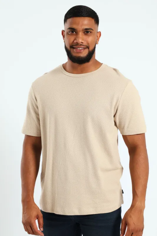 Pave Pointelle Surf Crew T-Shirt - Taupe sold by Edgars