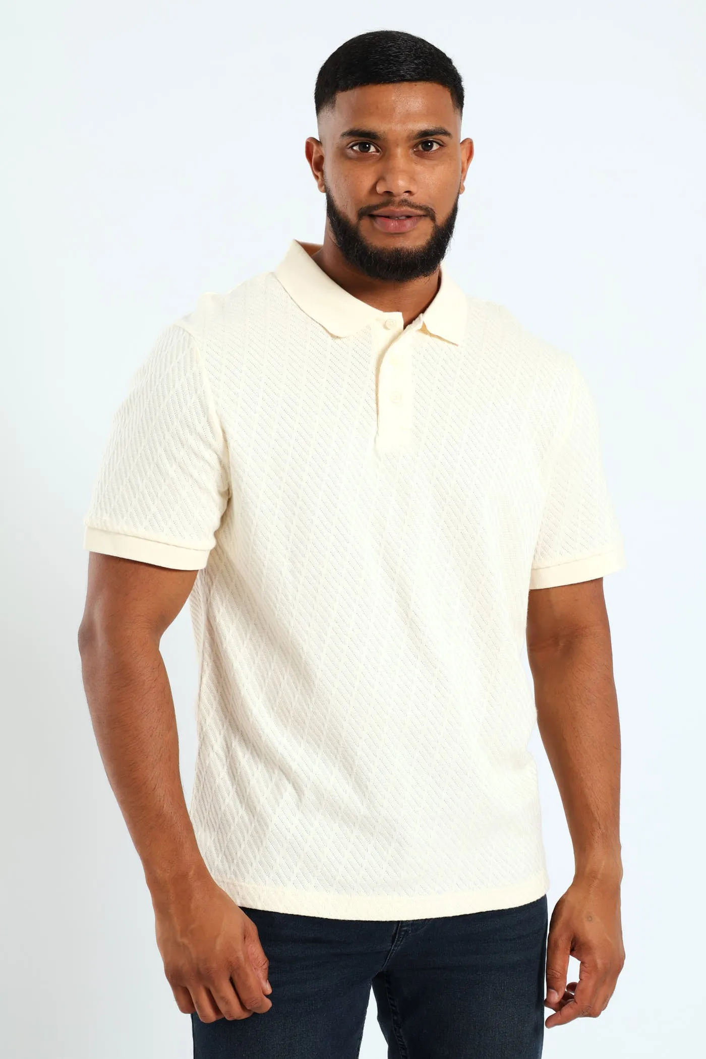 Zig Zag Pointelle Golfer - Off White sold by Edgars