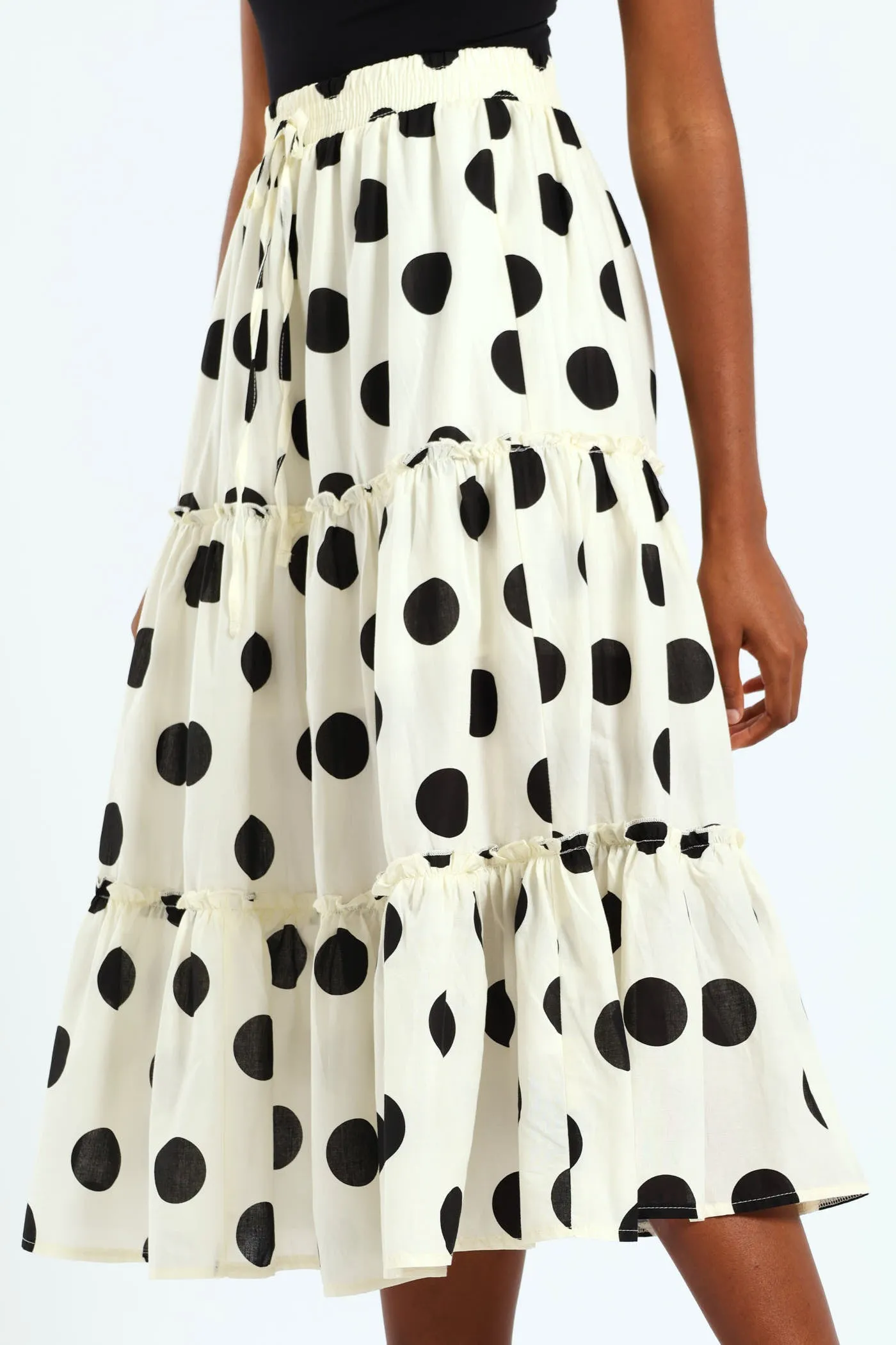 Tiered Polka Midaxi Skirt - Black/Cream sold by Edgars product image thumbnail 3