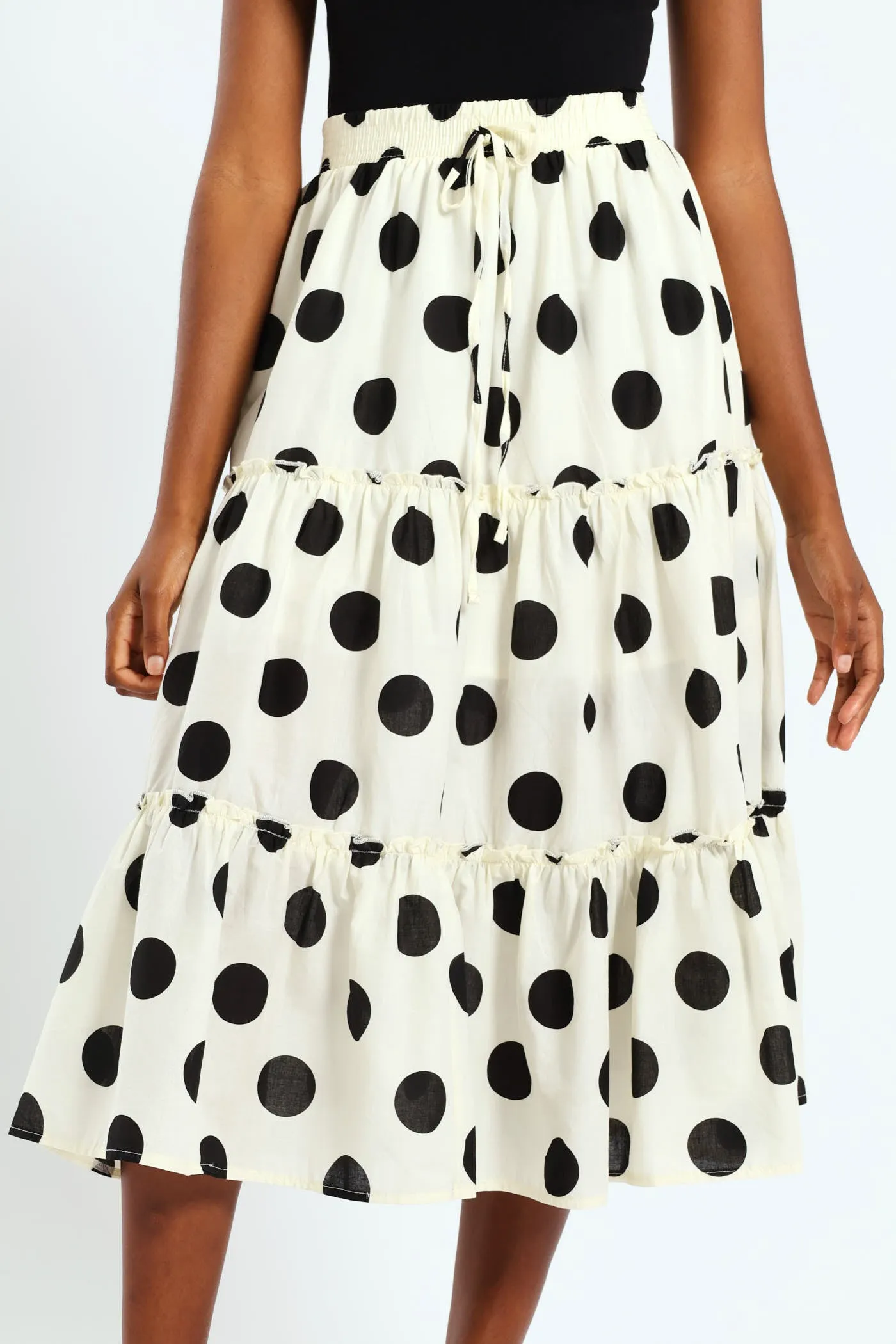 Tiered Polka Midaxi Skirt - Black/Cream sold by Edgars product image thumbnail 2