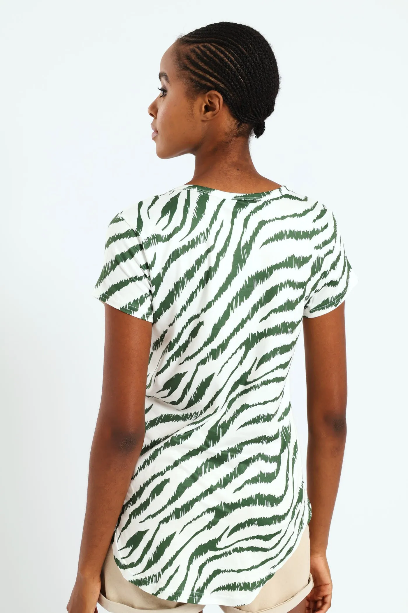 Zebra Print Pocket Tee - White/Green sold by Edgars product image thumbnail 3