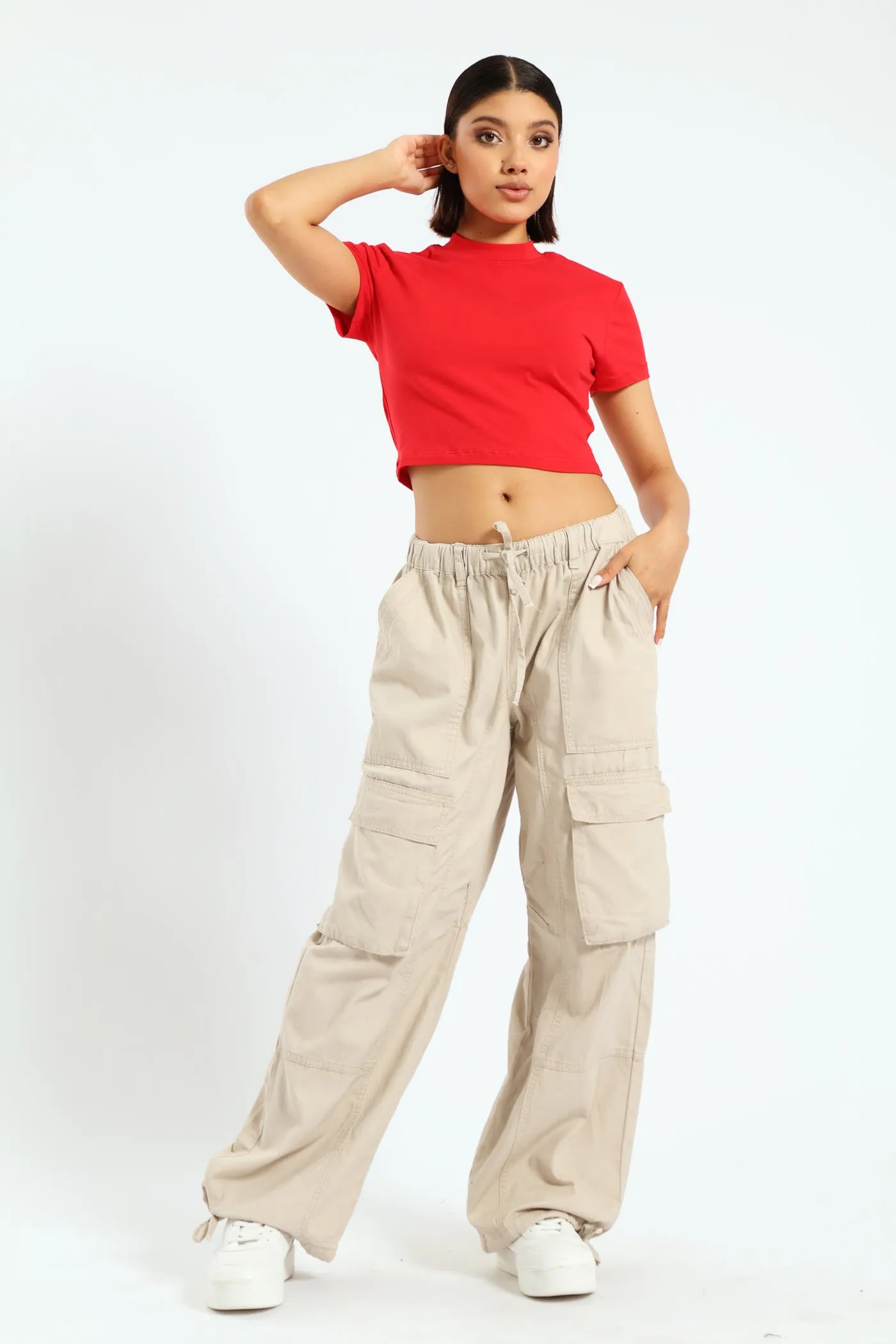 Contrast Cargo Trousers - Stone sold by Edgars