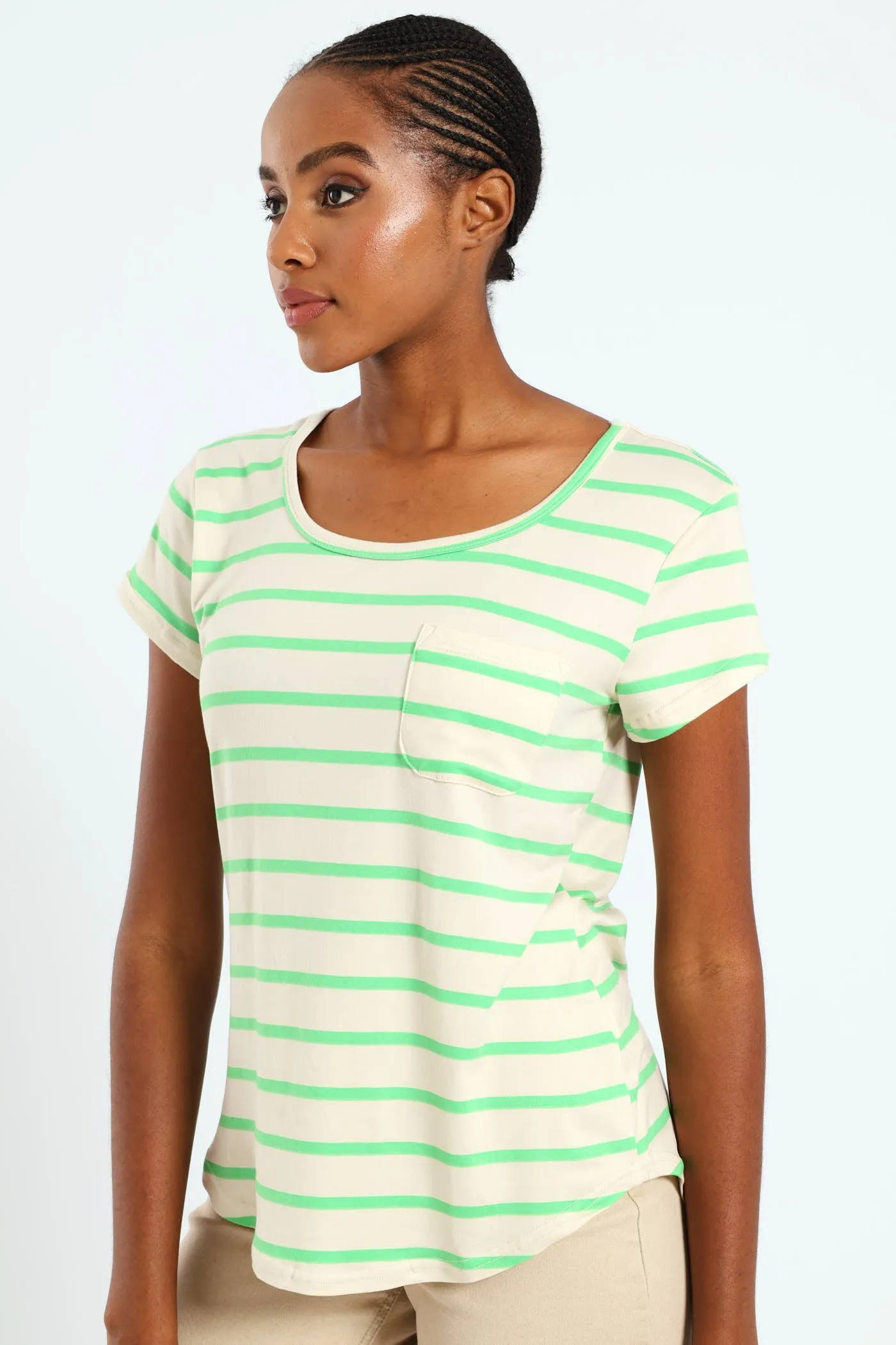 Breton Stripe Pocket Tee - Bright Green sold by Edgars product image thumbnail 2