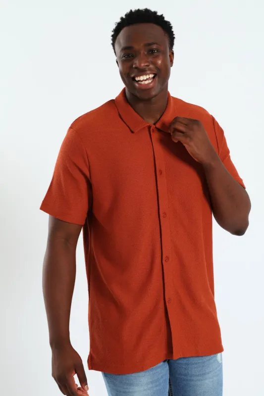 Chunky Crepe Knit Shirt - Rust sold by Edgars