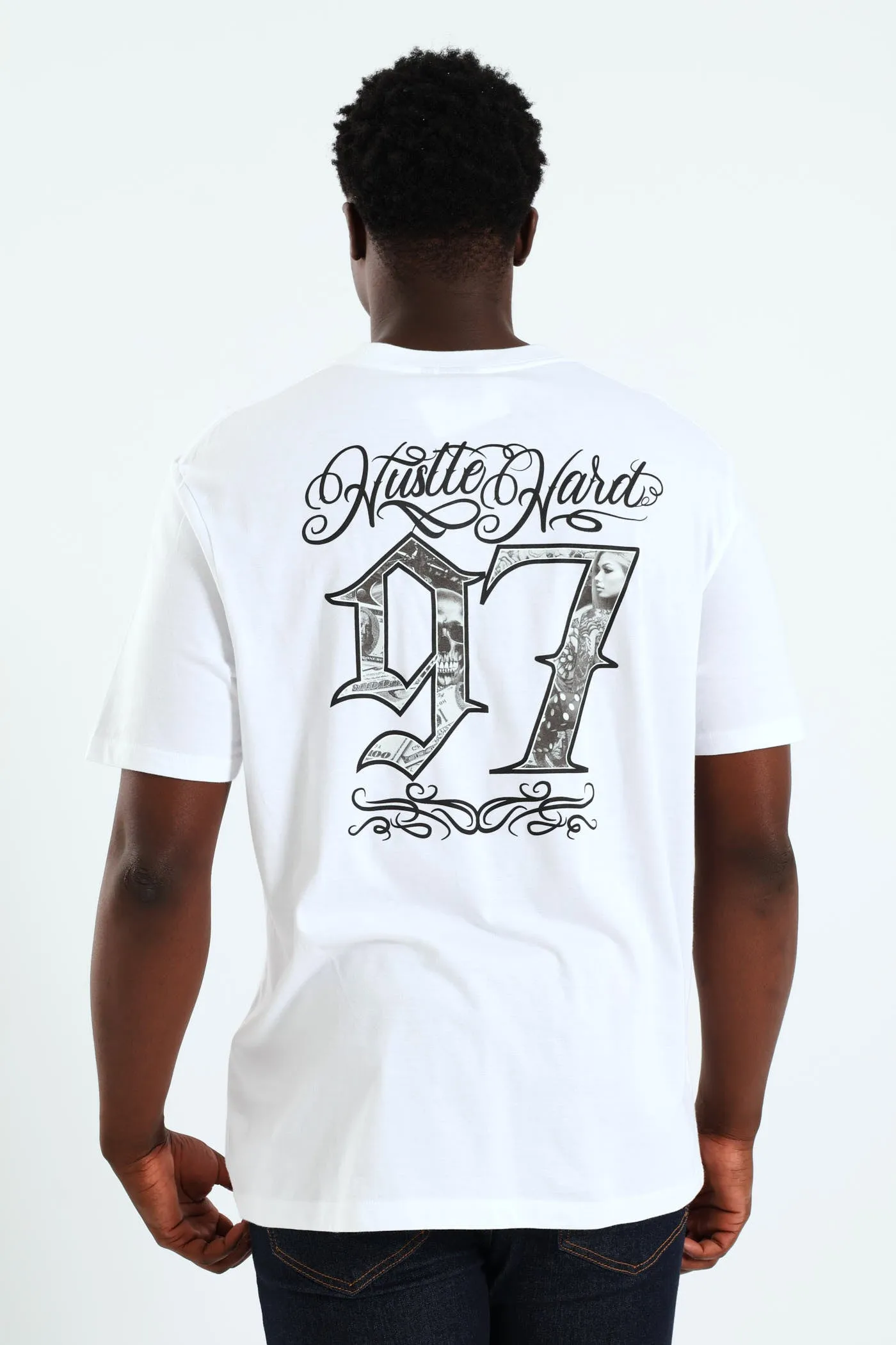 Hustle Hard Back & Front Tee - White sold by Edgars product image thumbnail 2