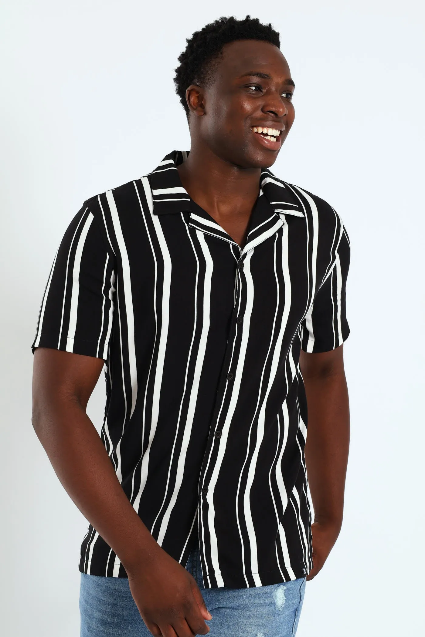 Wide Stripe Shirt - Black sold by Edgars