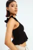 Embroidered Cap Sleeve Gause Top - Black sold by Edgars