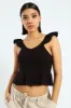 Embroidered Cap Sleeve Gause Top - Black sold by Edgars