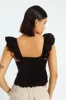 Embroidered Cap Sleeve Gause Top - Black sold by Edgars