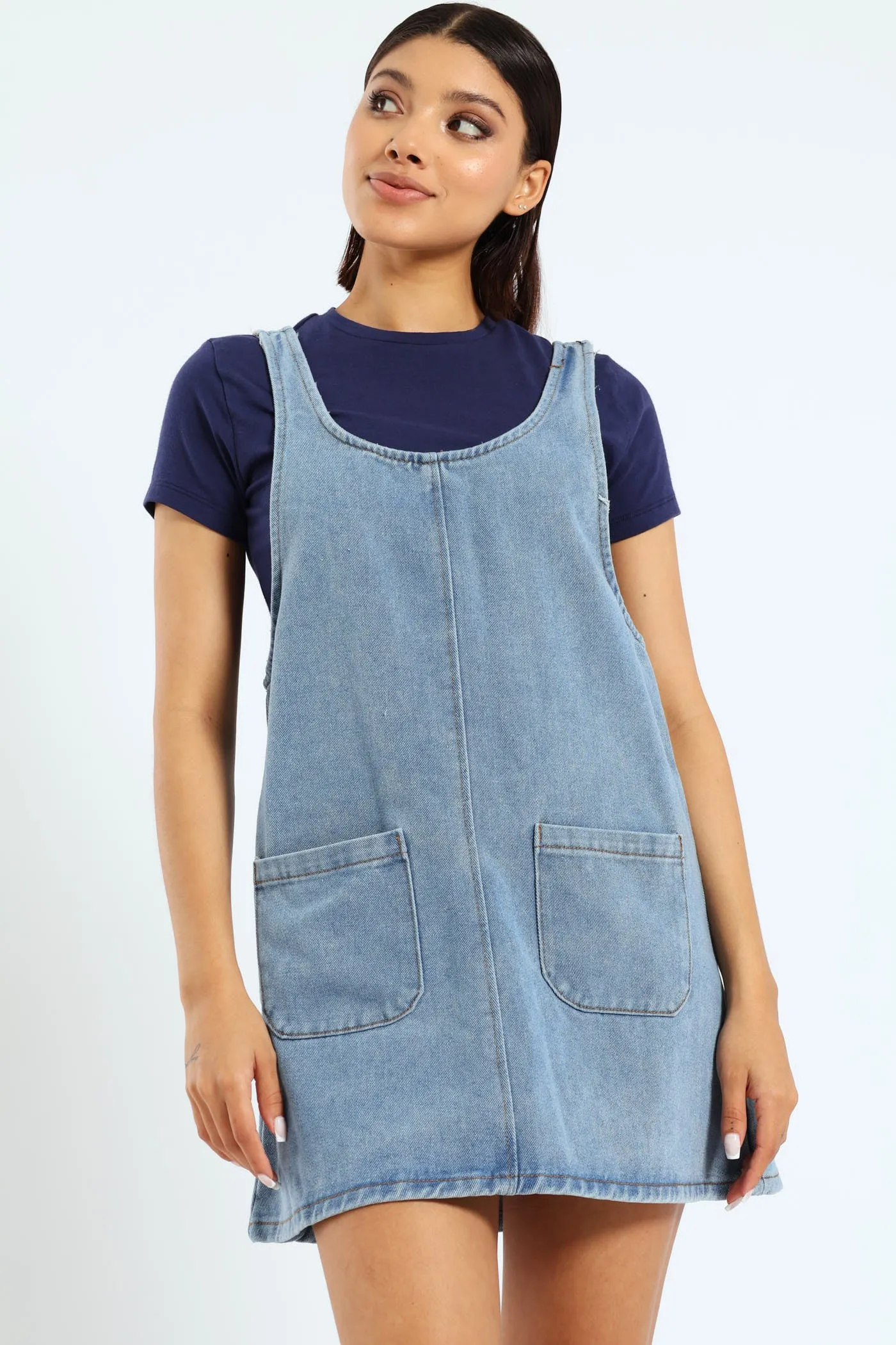 Boxy Denim Pinafore Dress - Mid Blue sold by Edgars product image thumbnail 2